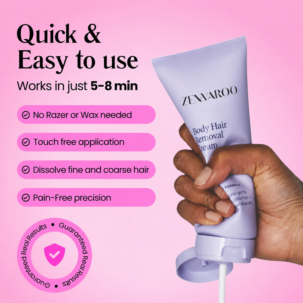 ZENVAROO™ SmoothSkin Hair Removal Cream | Gentle 5-Minute Body Hair Removal