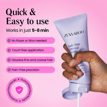 ZENVAROO™ SmoothSkin Hair Removal Cream | Gentle 5-Minute Body Hair Removal