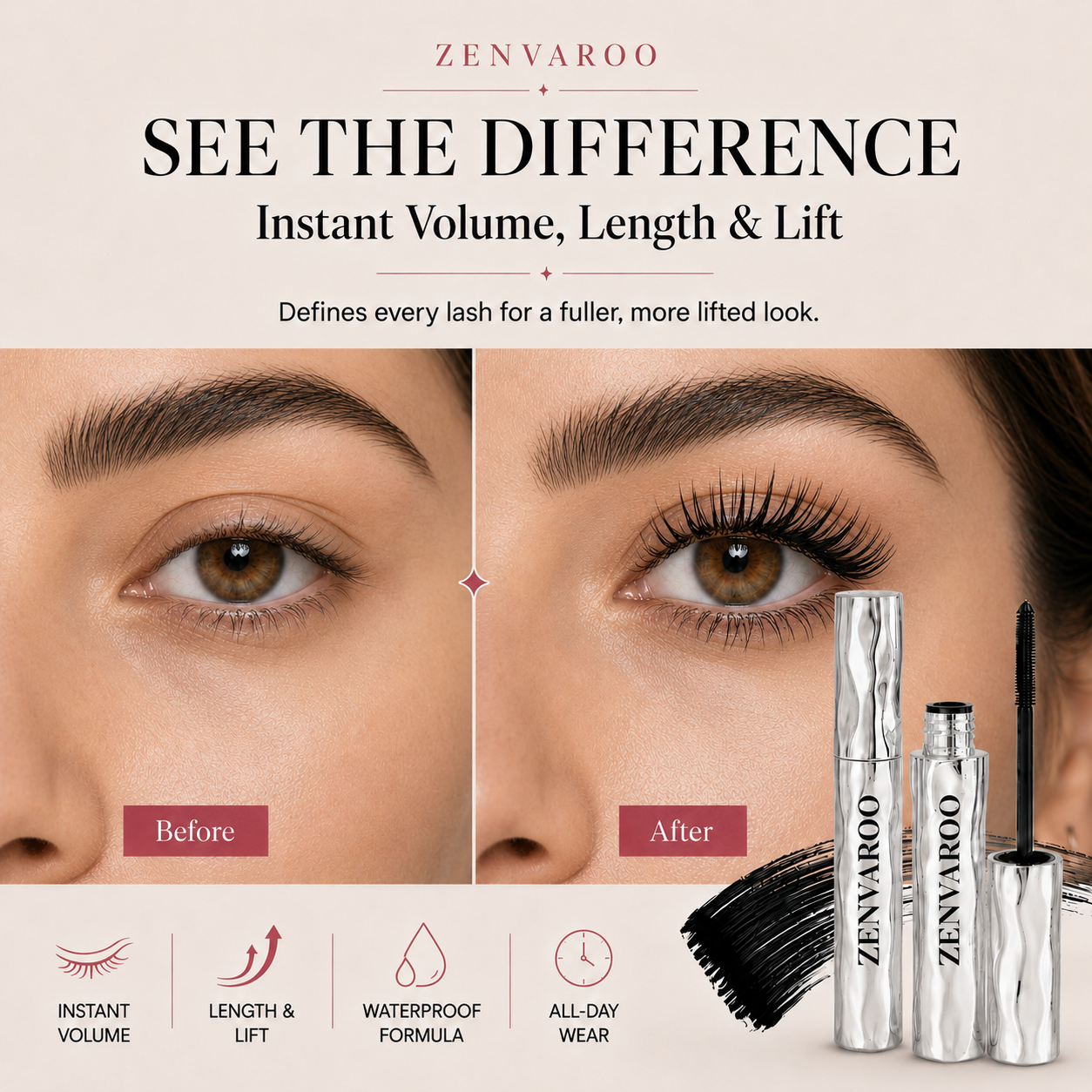 LAST DAY - BUY 1 GET 1 FREE💜Waterproof Curling & Lengthening Mascara