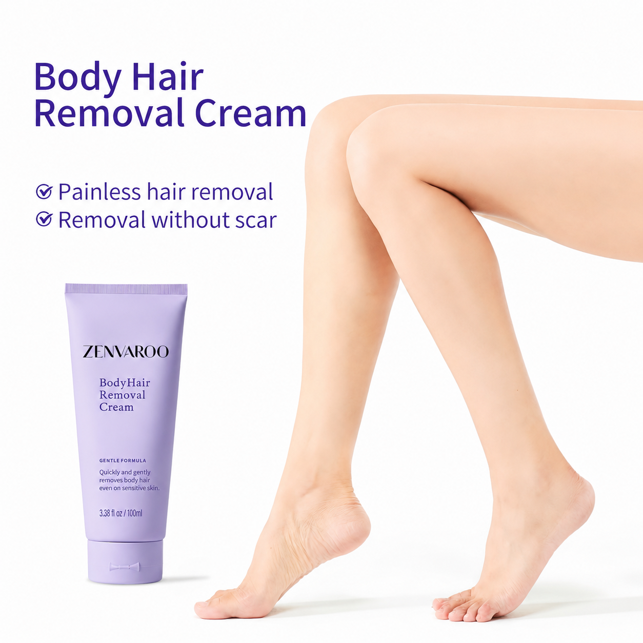 ZENVAROO™ SmoothSkin Hair Removal Cream | Gentle 5-Minute Body Hair Removal